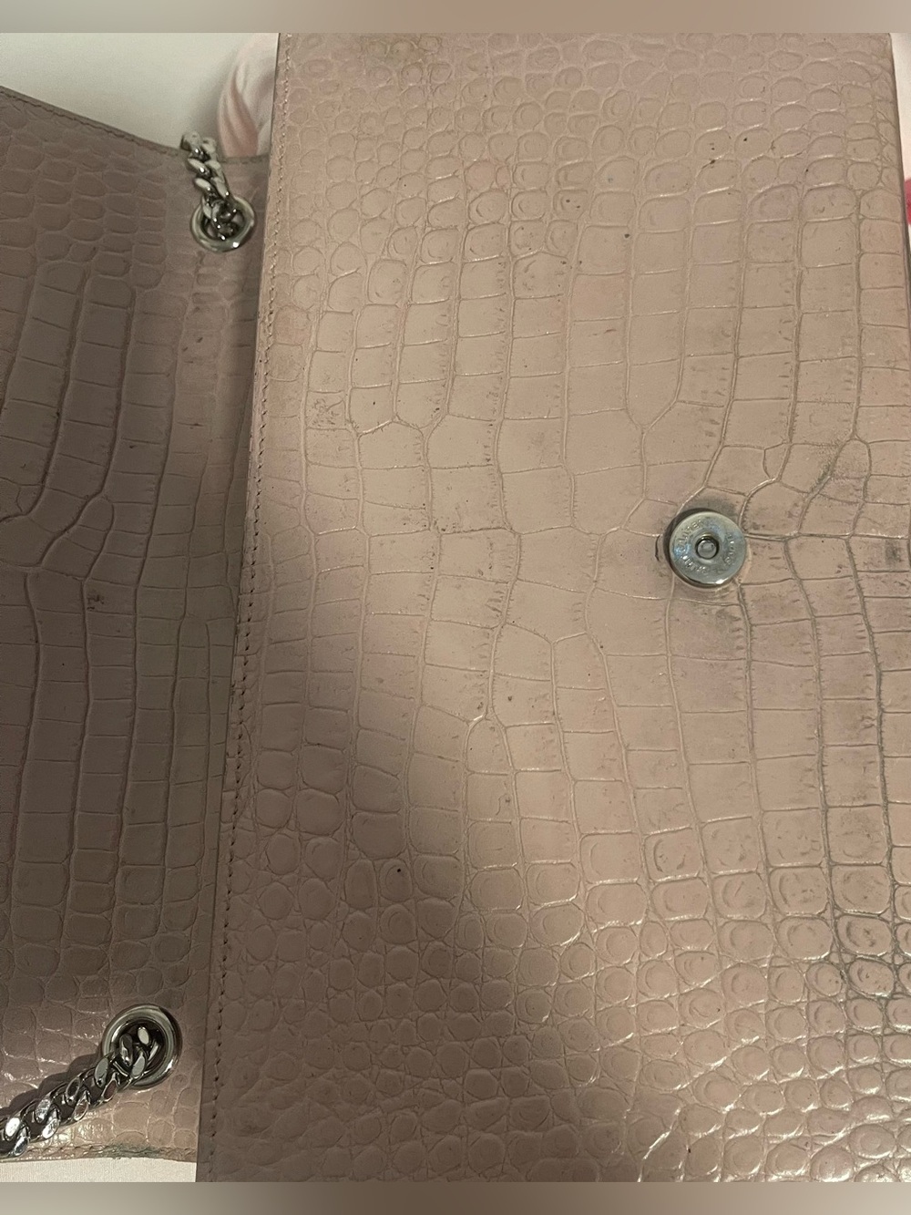 Saint Laurent Nude Croc-Embossed Crossbody Bag - Picture 12 of 15